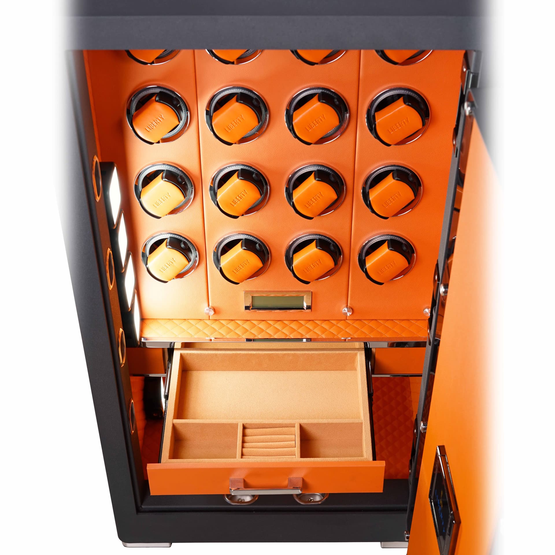 KÉT SẮT ĐỒNG HỒ CAO CẤP LIBERTY LB1000 PRO 16 WATCH WINDER - Nỉ Xám , Nỉ Vàng