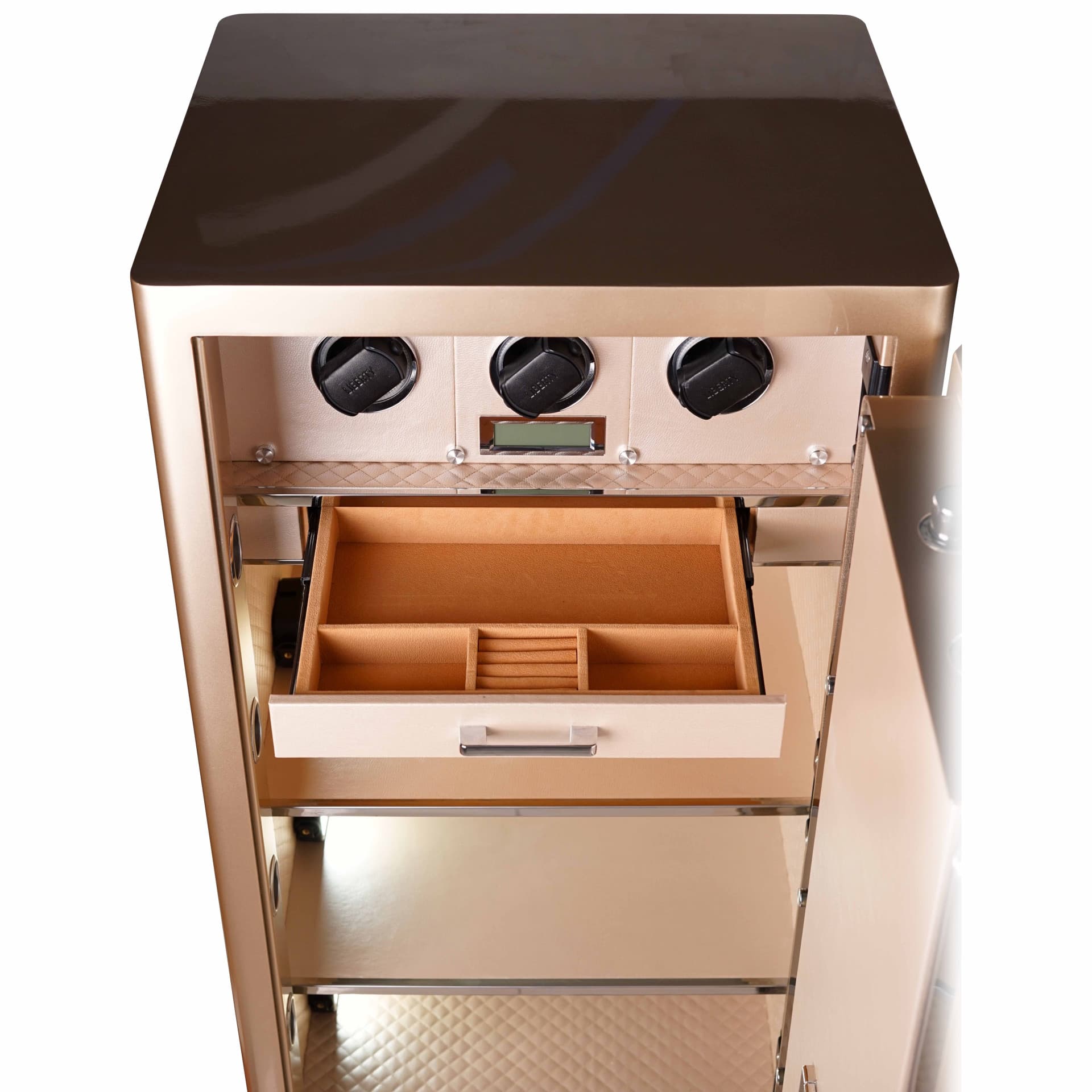 KÉT SẮT ĐỒNG HỒ CAO CẤP LIBERTY LB1200 PRO 6 WATCH WINDER - Nỉ Xám , Nỉ Vàng