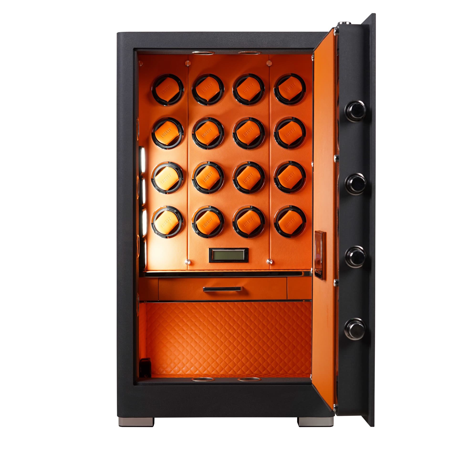 KÉT SẮT ĐỒNG HỒ CAO CẤP LIBERTY LB1000 PRO 16 WATCH WINDER - Nỉ Xám , Nỉ Vàng