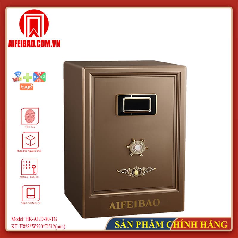 Mặt trước và hông két Aifeibao HK-A1/D-80-TG tông nâu đồng