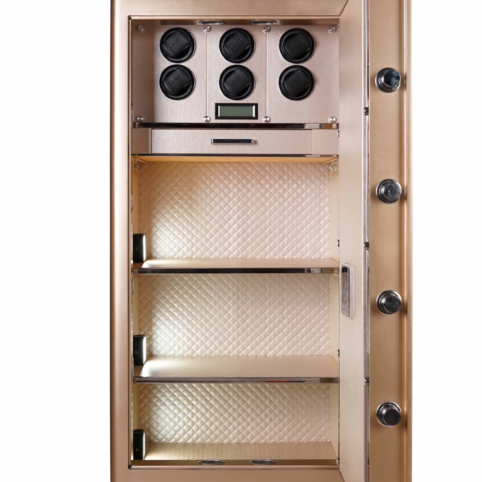 KÉT SẮT ĐỒNG HỒ CAO CẤP LIBERTY LB1200 PRO 6 WATCH WINDER - Nỉ Xám , Nỉ Vàng