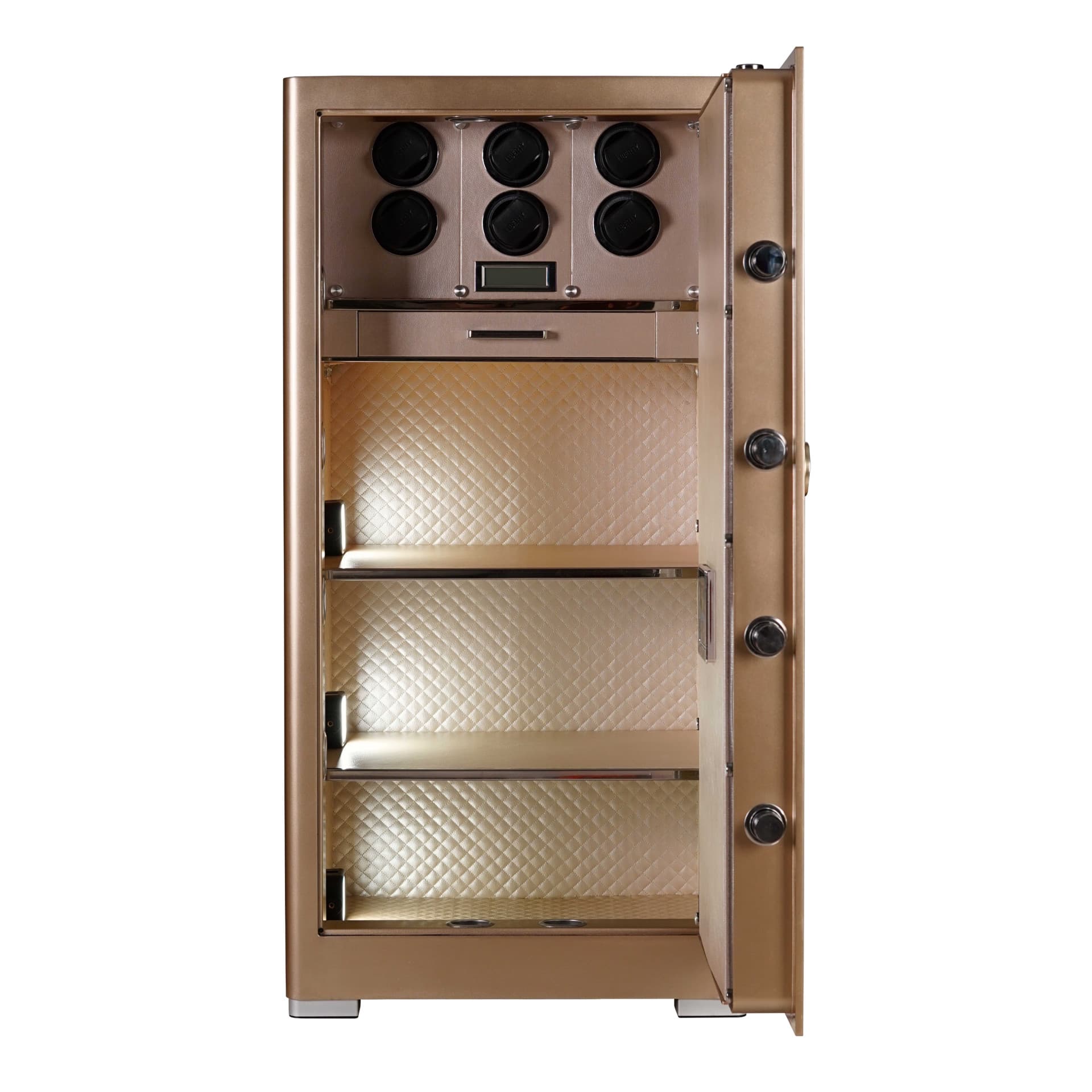 KÉT SẮT ĐỒNG HỒ CAO CẤP LIBERTY LB1200 PRO 6 WATCH WINDER - Nỉ Xám , Nỉ Vàng
