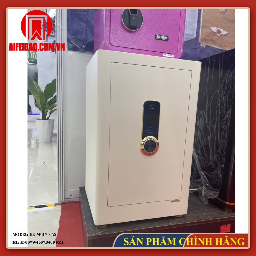Két sắt Aifeibao HK-M/D-70-AS màu trắng nhìn từ góc trước bên trái