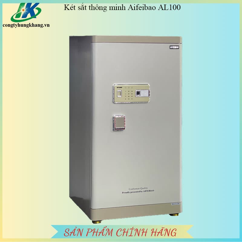 Két sắt Aifeibao HK-M/D-100-AL màu ghi xám nhìn từ góc trước bên trái