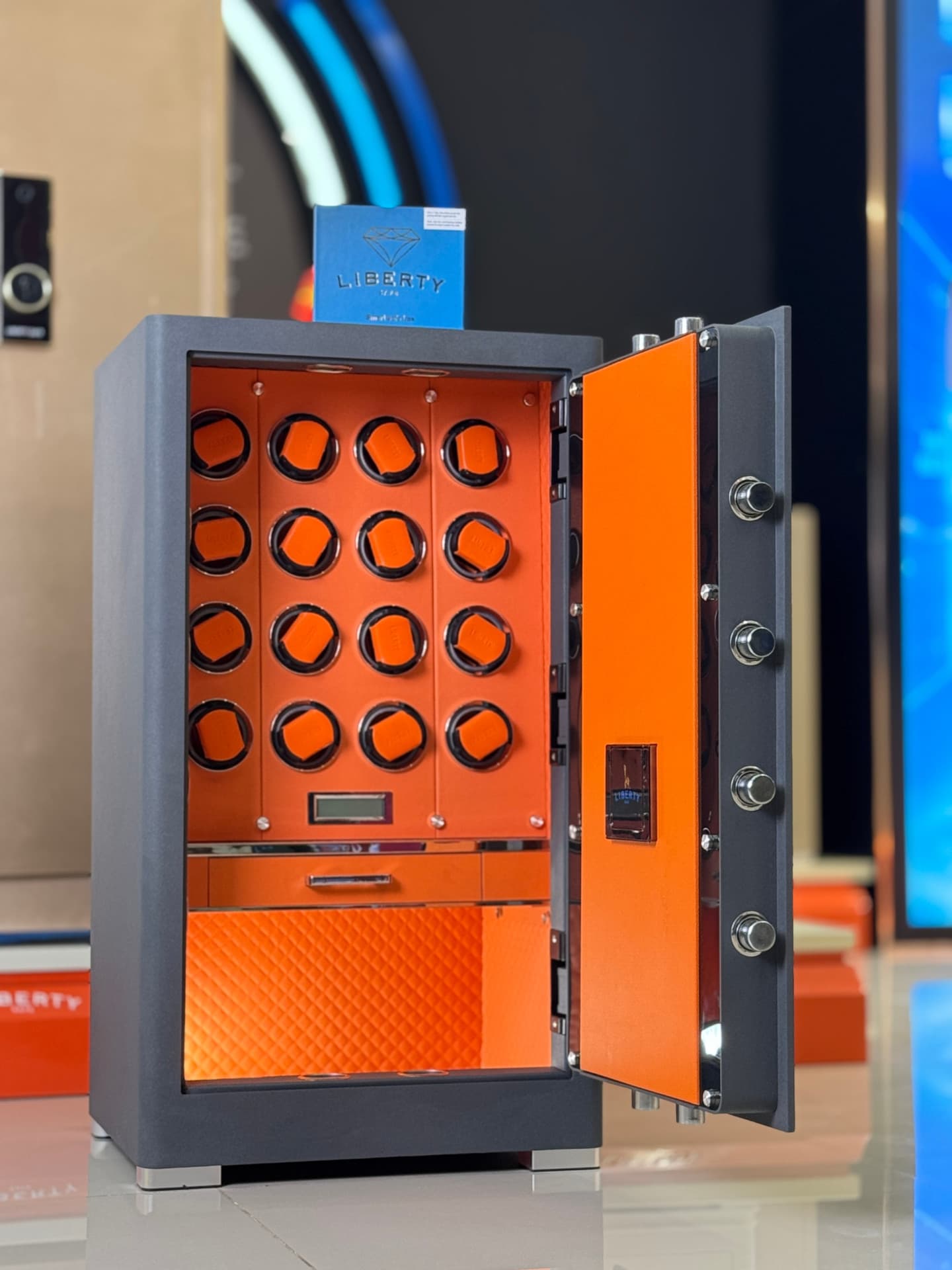 KÉT SẮT ĐỒNG HỒ CAO CẤP LIBERTY LB1000 PRO 10 WATCH WINDER 2 NGĂN KÉO