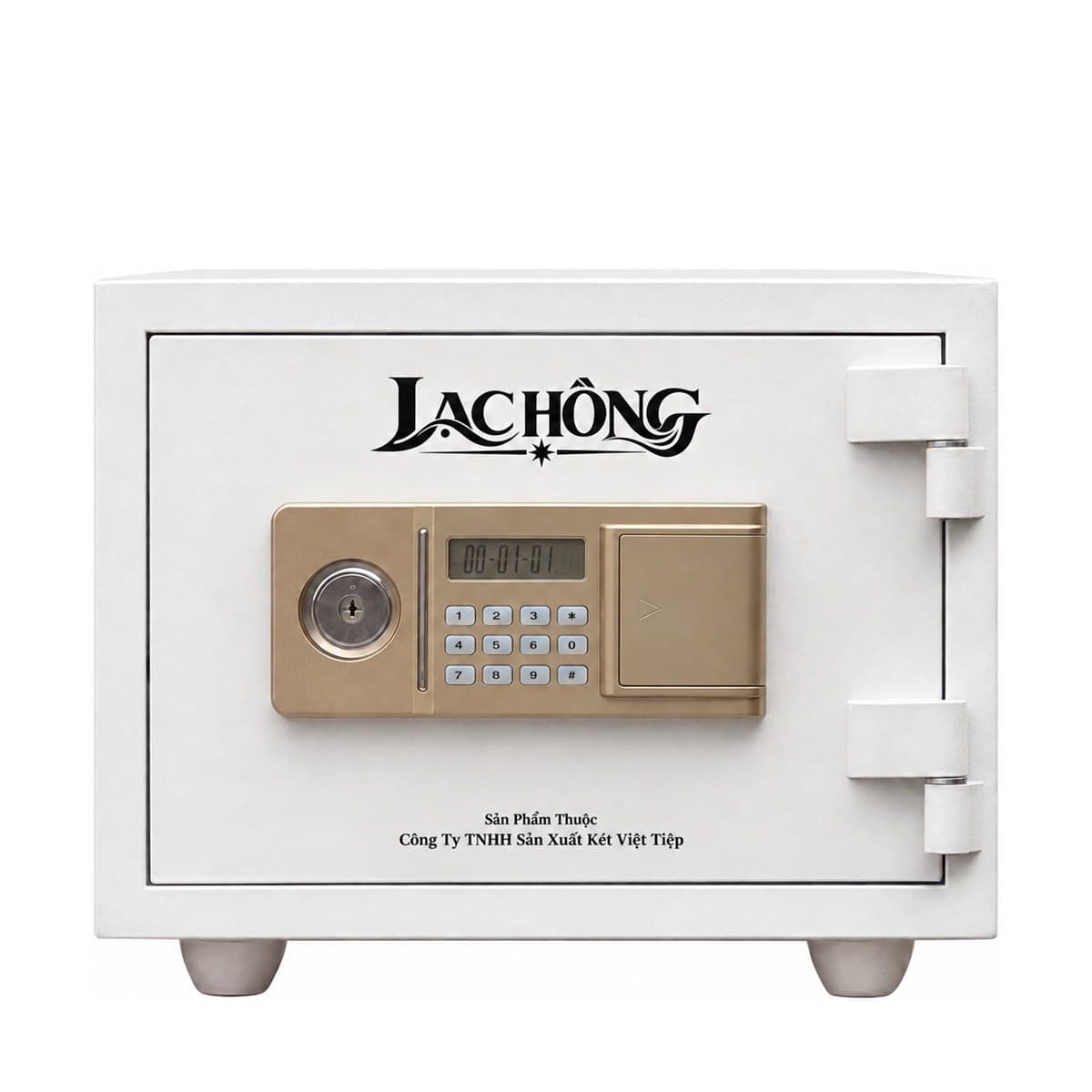 Két Lạc Hồng KE38 E, Trắng, Đóng cửa, logo Lạc Hồng và tên nhà sản xuất trên mặt trước.