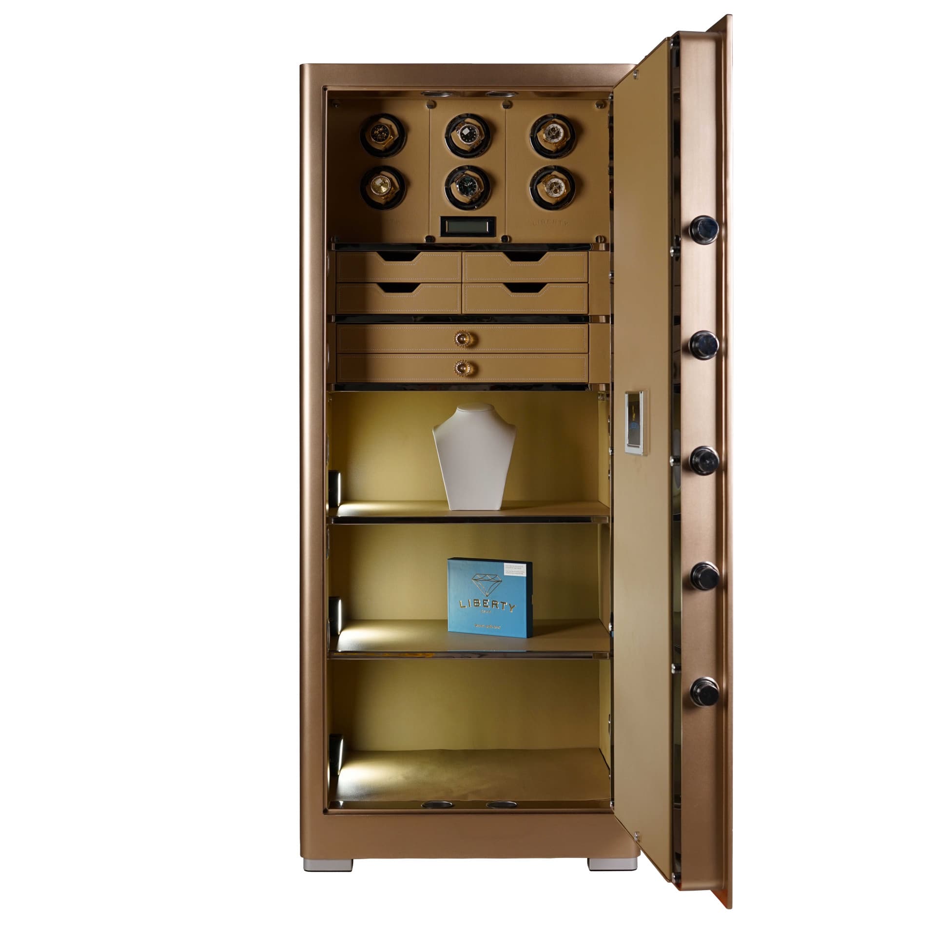 KÉT SẮT ĐỒNG HỒ CAO CẤP LIBERTY LB1500 PRO 6 WATCH WINDER VALIS - Nỉ Xám , Nỉ Vàng