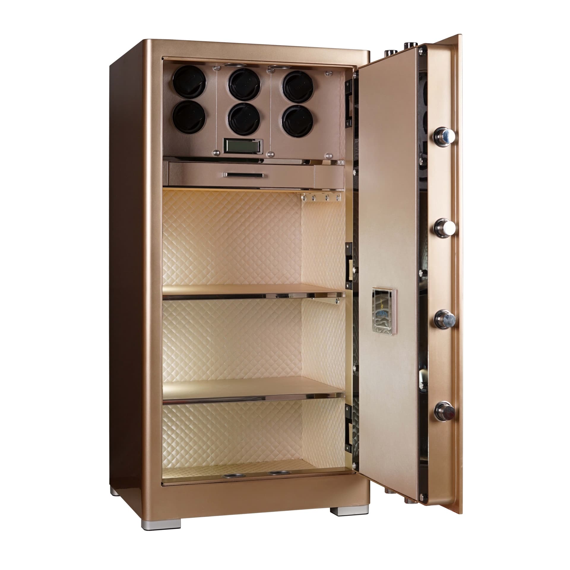 KÉT SẮT ĐỒNG HỒ CAO CẤP LIBERTY LB1200 PRO 6 WATCH WINDER - Nỉ Xám , Nỉ Vàng