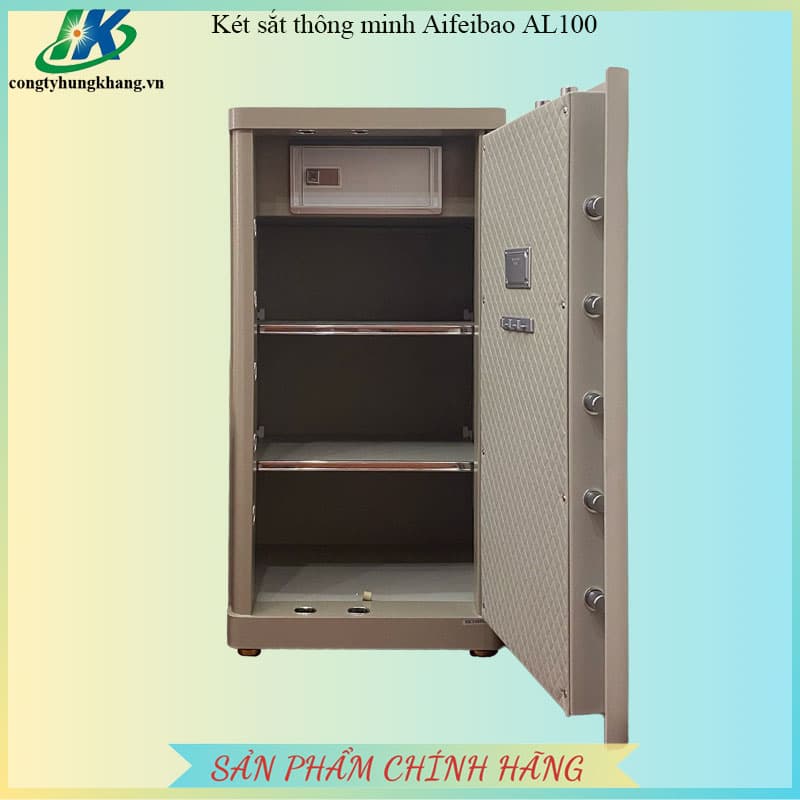 Nội thất két sắt Aifeibao HK-M/D-100-AL màu ghi xám với hai đợt chia và ngăn nhỏ phía trên