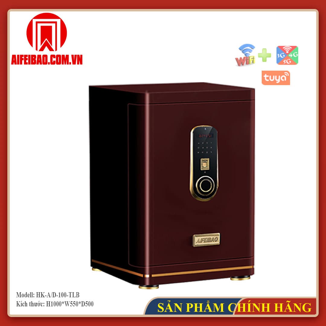 Góc trước két Aifeibao HK-A1/D-100-TLB màu đỏ rượu vang