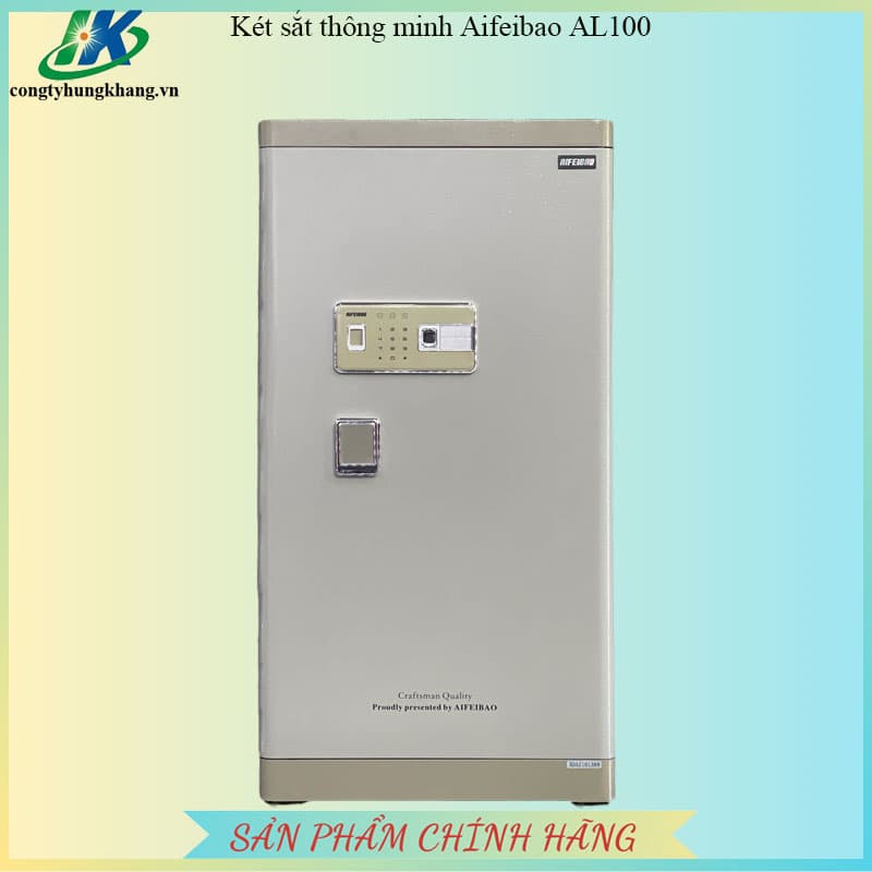 Mặt trước két sắt Aifeibao HK-M/D-100-AL màu ghi xám trong ảnh nhà phân phối