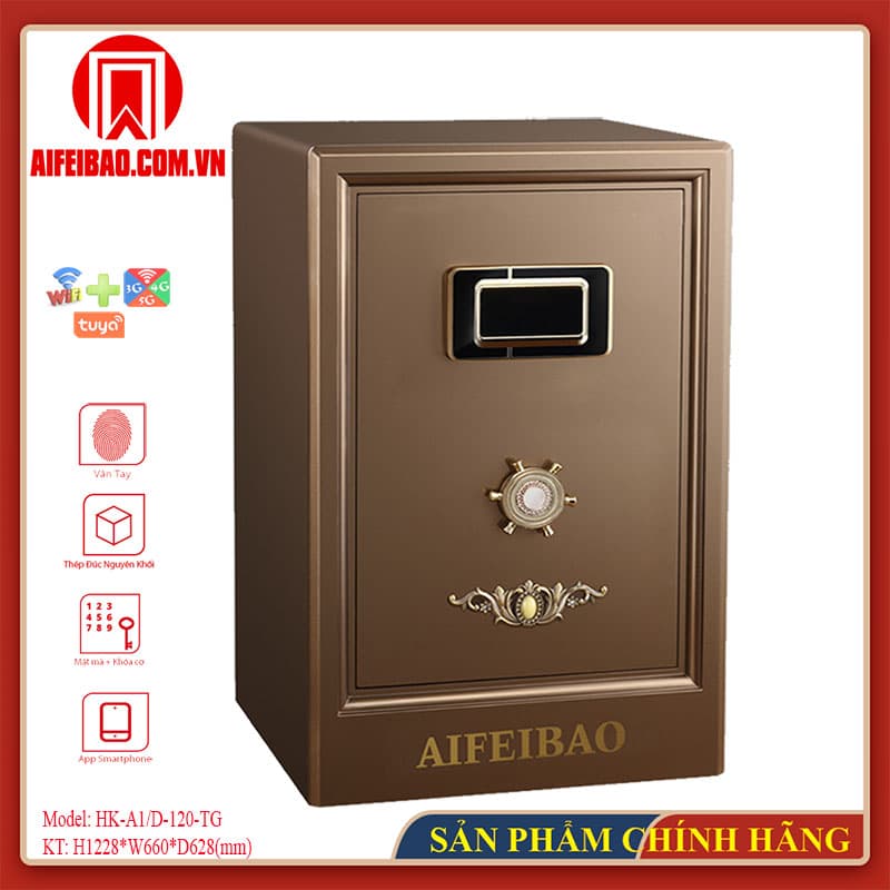 Góc trước két Aifeibao HK-A1/D-120-TG màu nâu đồng