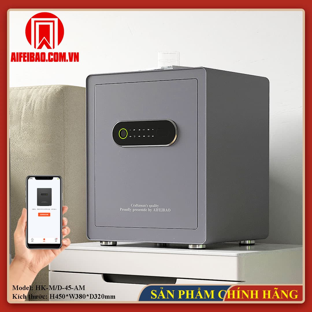 Góc trước két Aifeibao HK-M/D-45-AM màu xám