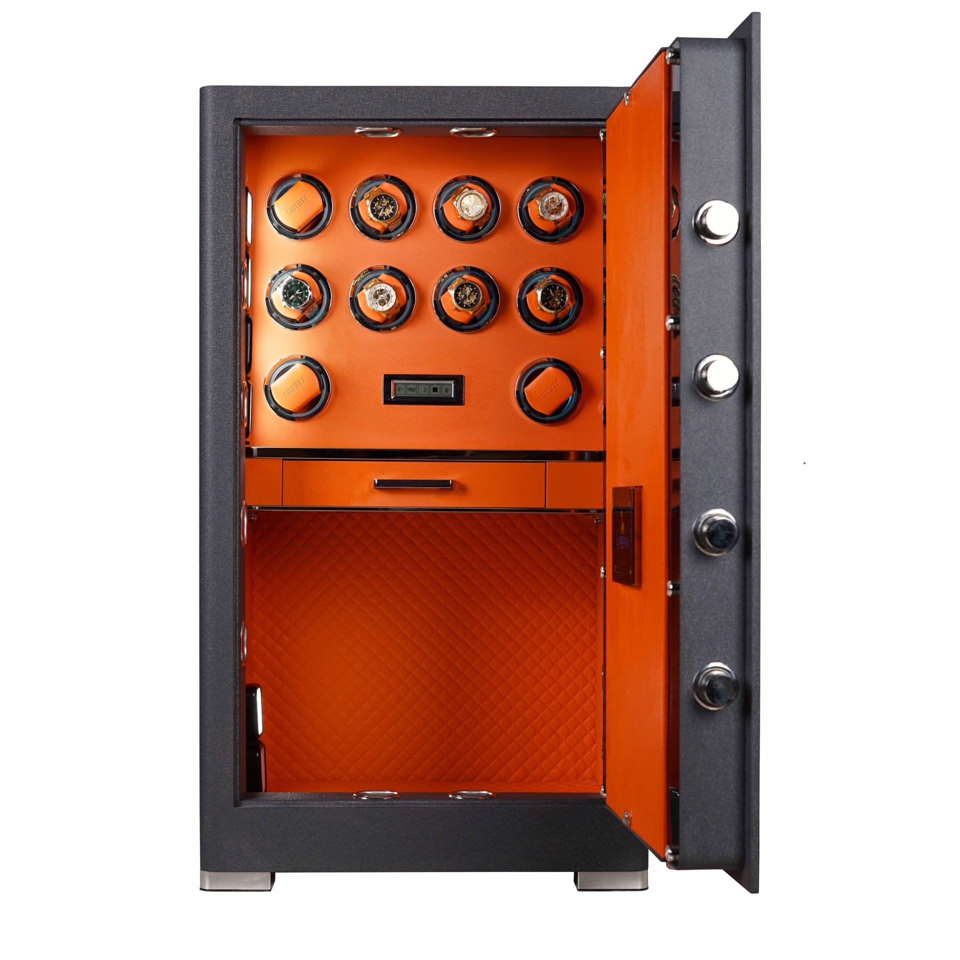 KÉT SẮT ĐỒNG HỒ CAO CẤP LIBERTY LB1000 PRO 10 WATCH WINDER - Nỉ Xám , Nỉ Vàng