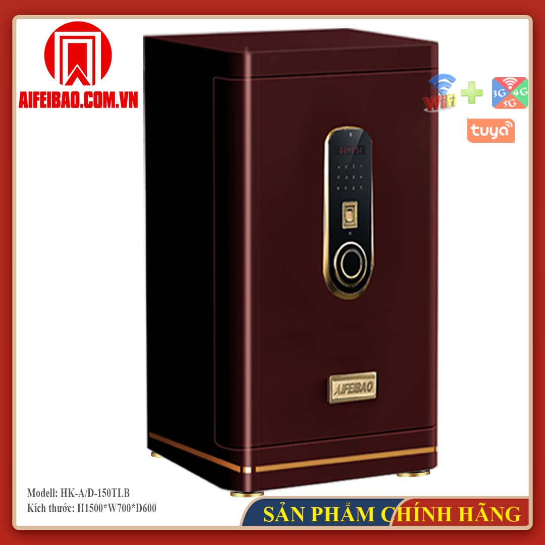 Góc trước bên trái két Aifeibao HK-A1/D-150-TLB màu đỏ rượu vang
