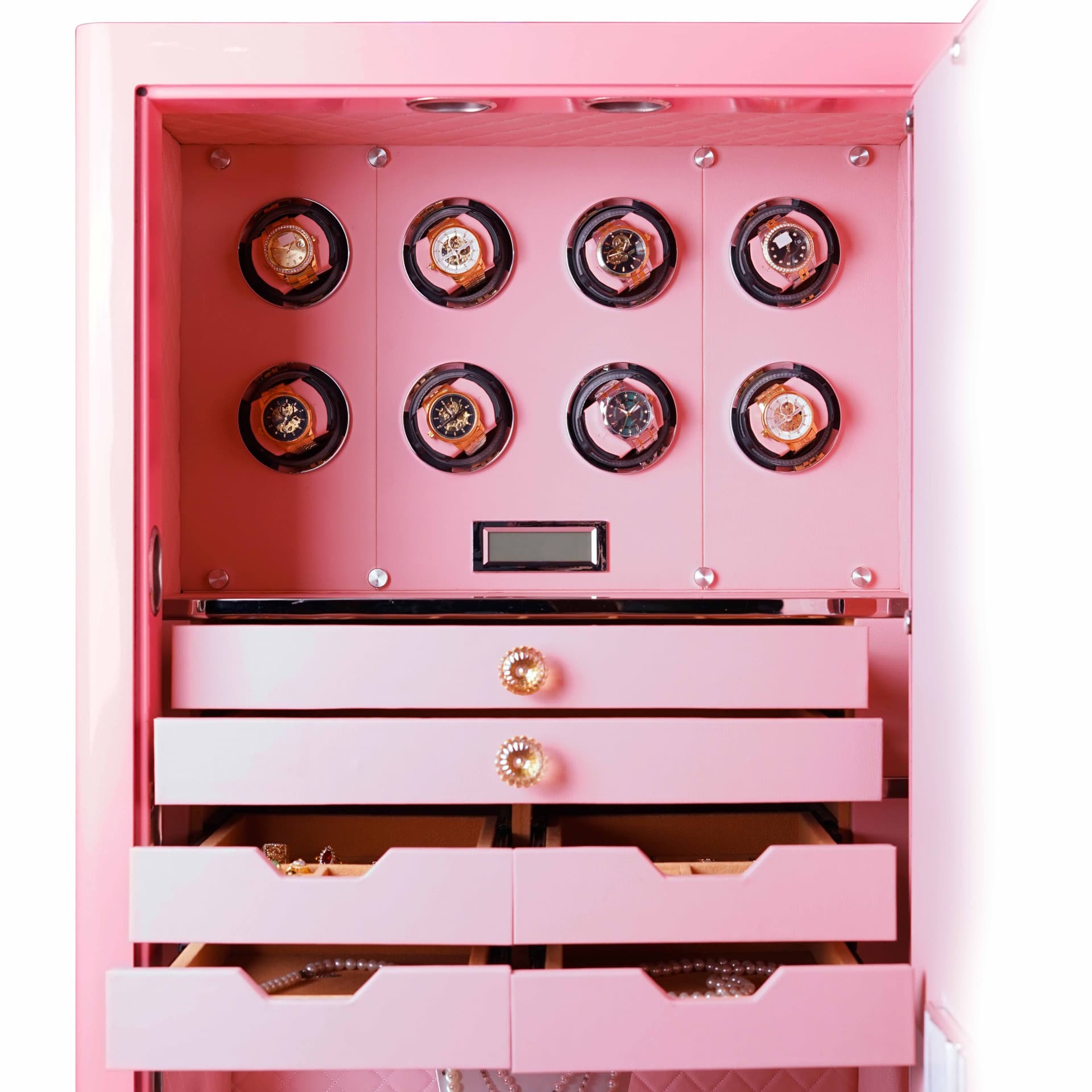KÉT SẮT ĐỒNG HỒ CAO CẤP LIBERTY LB1500 PRO 8 WATCH WINDER VALIS - Nỉ Hồng , Nỉ Xám , Nỉ Vàng