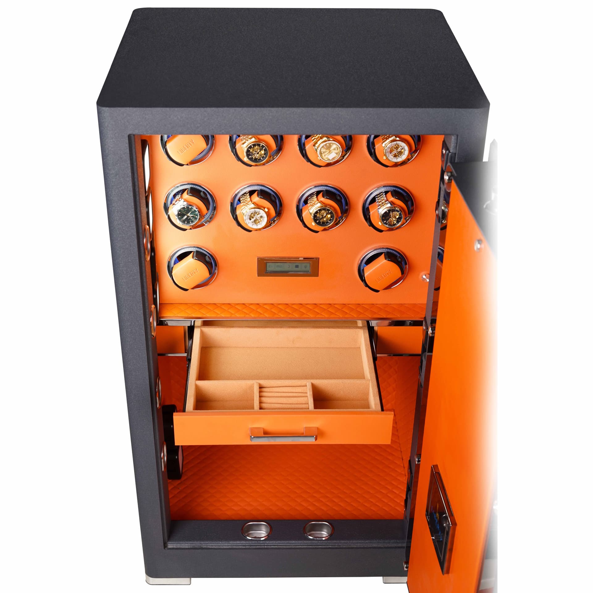 KÉT SẮT ĐỒNG HỒ CAO CẤP LIBERTY LB1000 PRO 10 WATCH WINDER - Nỉ Xám , Nỉ Vàng