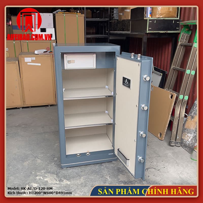 Két sắt Aifeibao HK-A1/D-120HM màu xanh xám mở cửa nhìn từ trên xuống