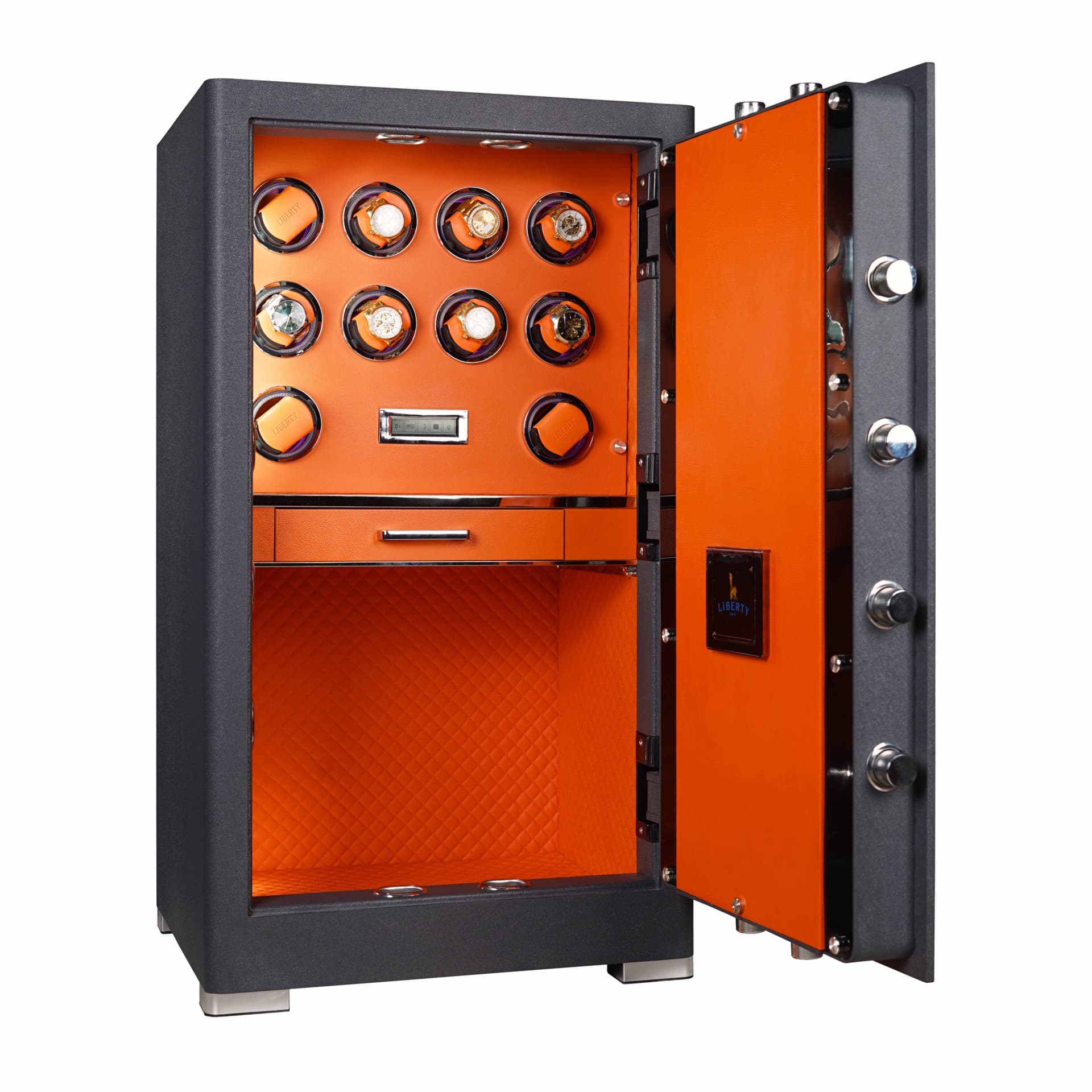 KÉT SẮT ĐỒNG HỒ CAO CẤP LIBERTY LB1000 PRO 10 WATCH WINDER - Nỉ Xám , Nỉ Vàng