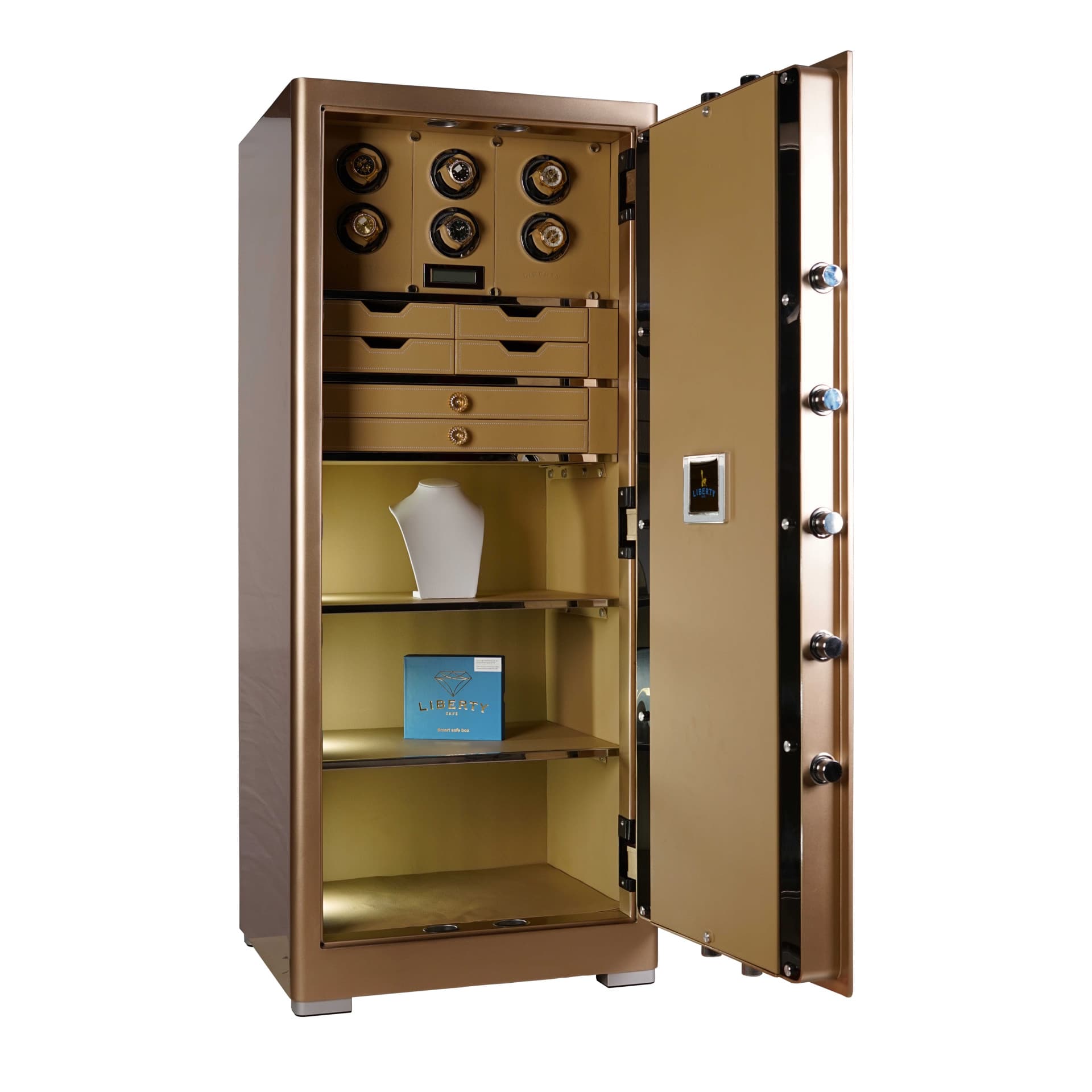 KÉT SẮT ĐỒNG HỒ CAO CẤP LIBERTY LB1500 PRO 6 WATCH WINDER VALIS - Nỉ Xám , Nỉ Vàng