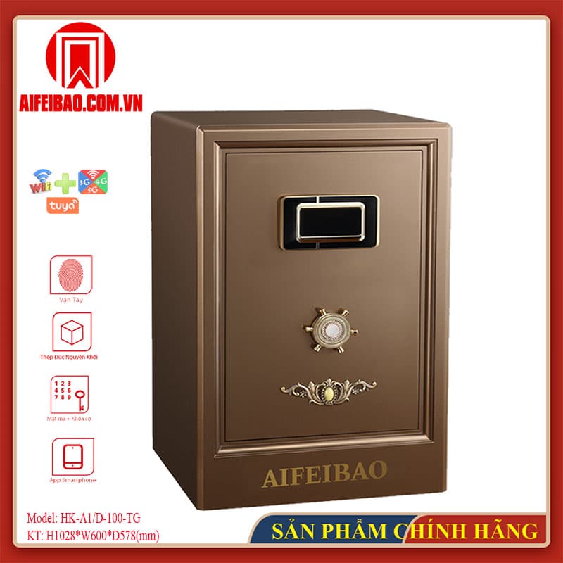 Góc trước két Aifeibao HK-A1/D-100-TG màu nâu đồng