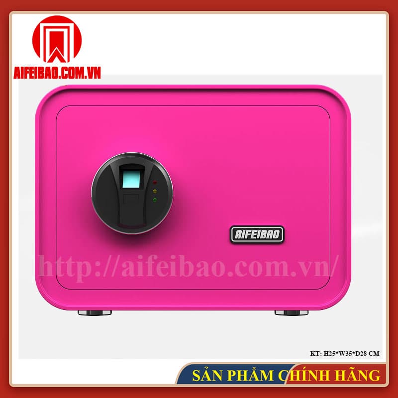 Mặt trước két mini Aifeibao HK-M/D-25II-QCZ màu hồng