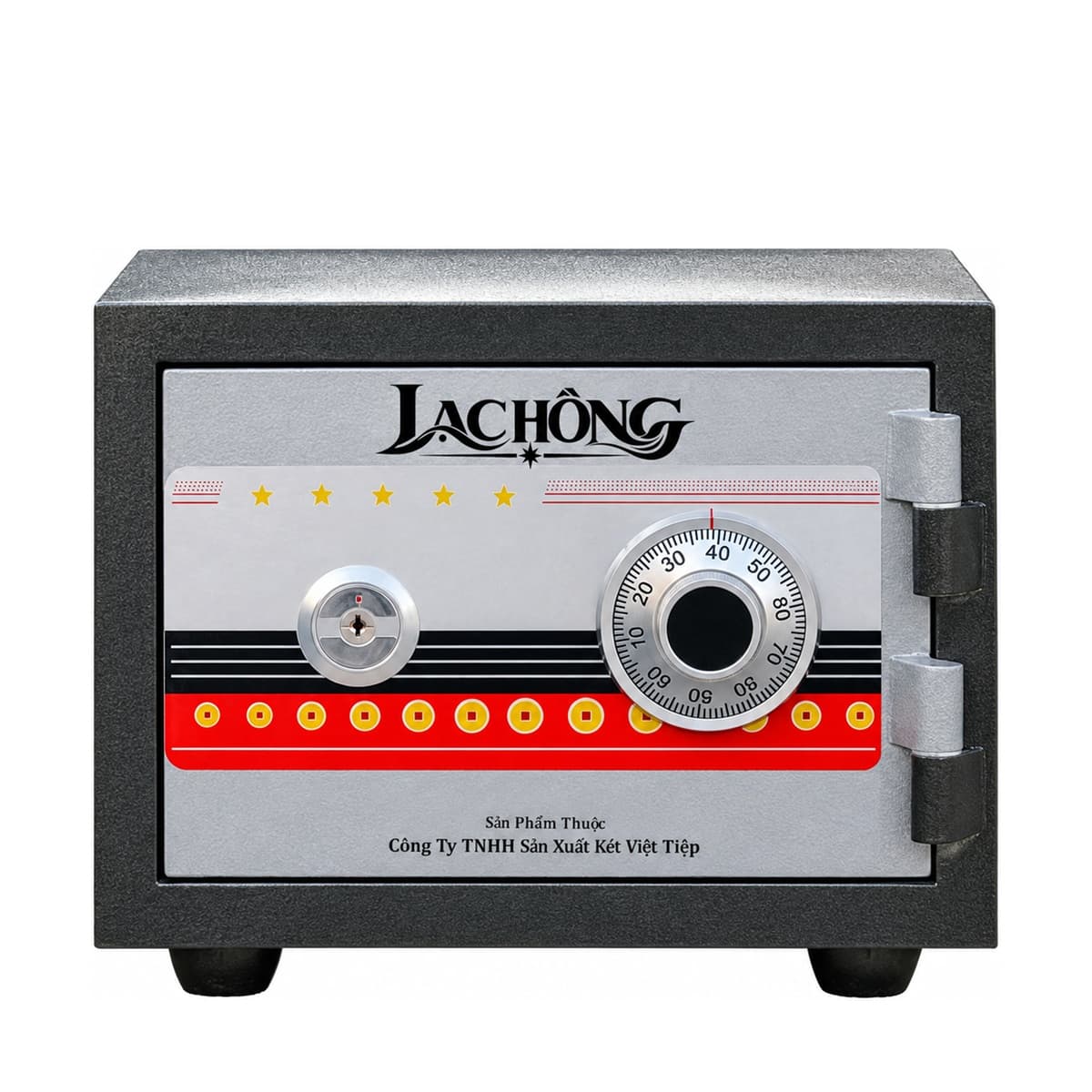 Két sắt Lạc Hồng KE28 A màu đen bạc, đóng cửa, mặt trước