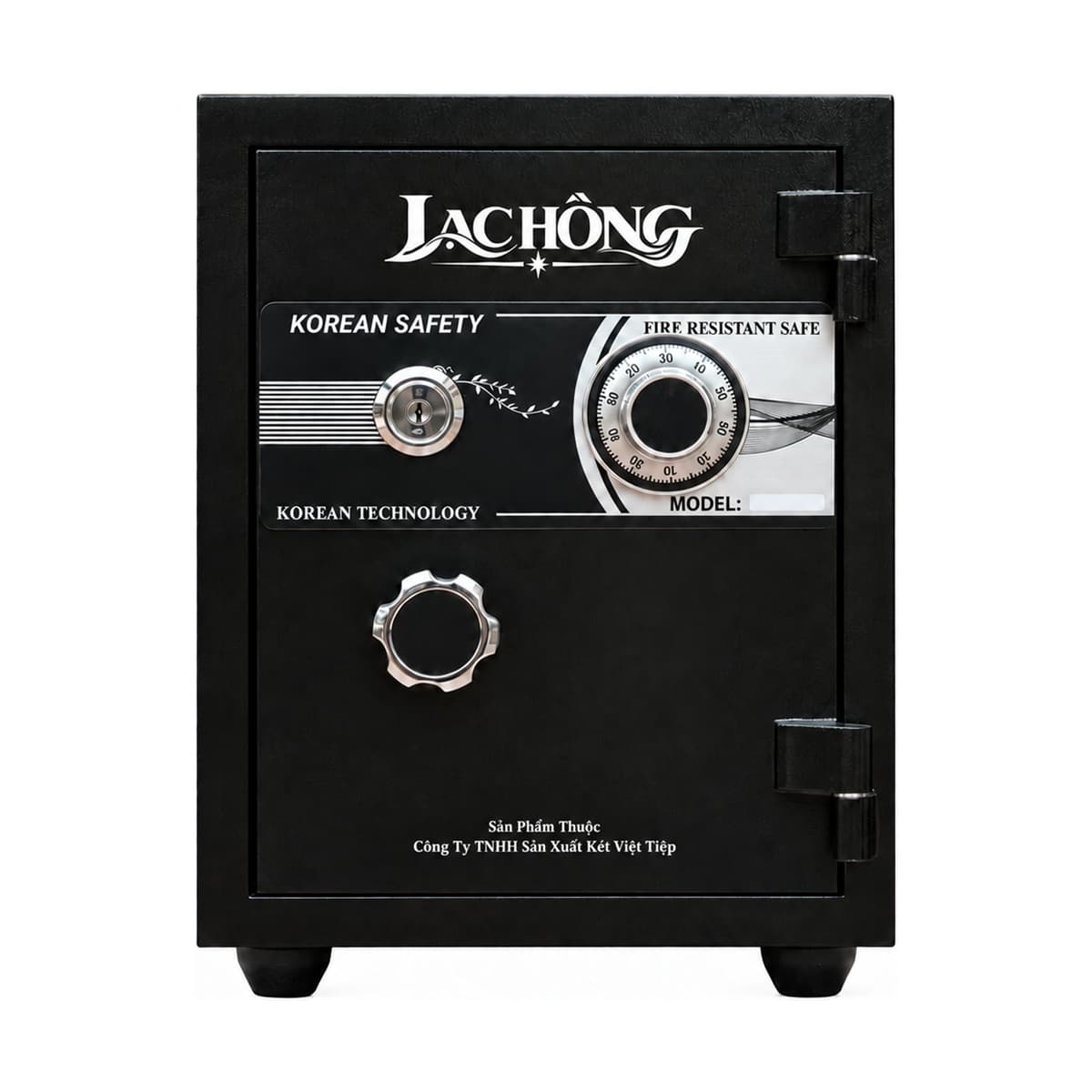 Két sắt Lạc Hồng KE54 A màu đen, đóng cửa, mặt trước