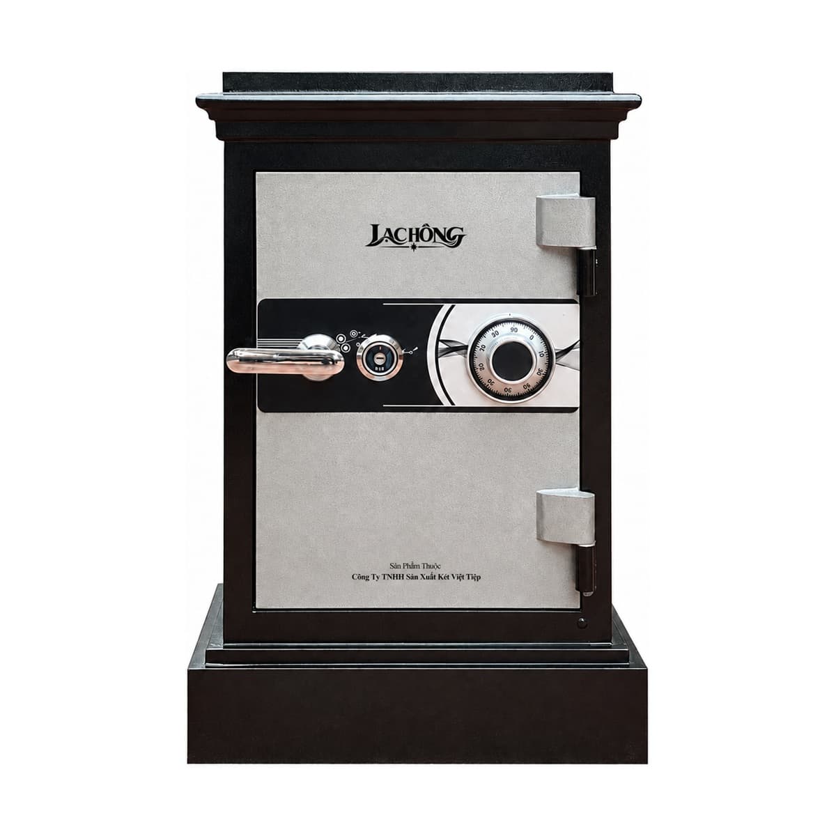 Két sắt Lạc Hồng KP80 A màu đen bạc, đóng cửa, mặt trước