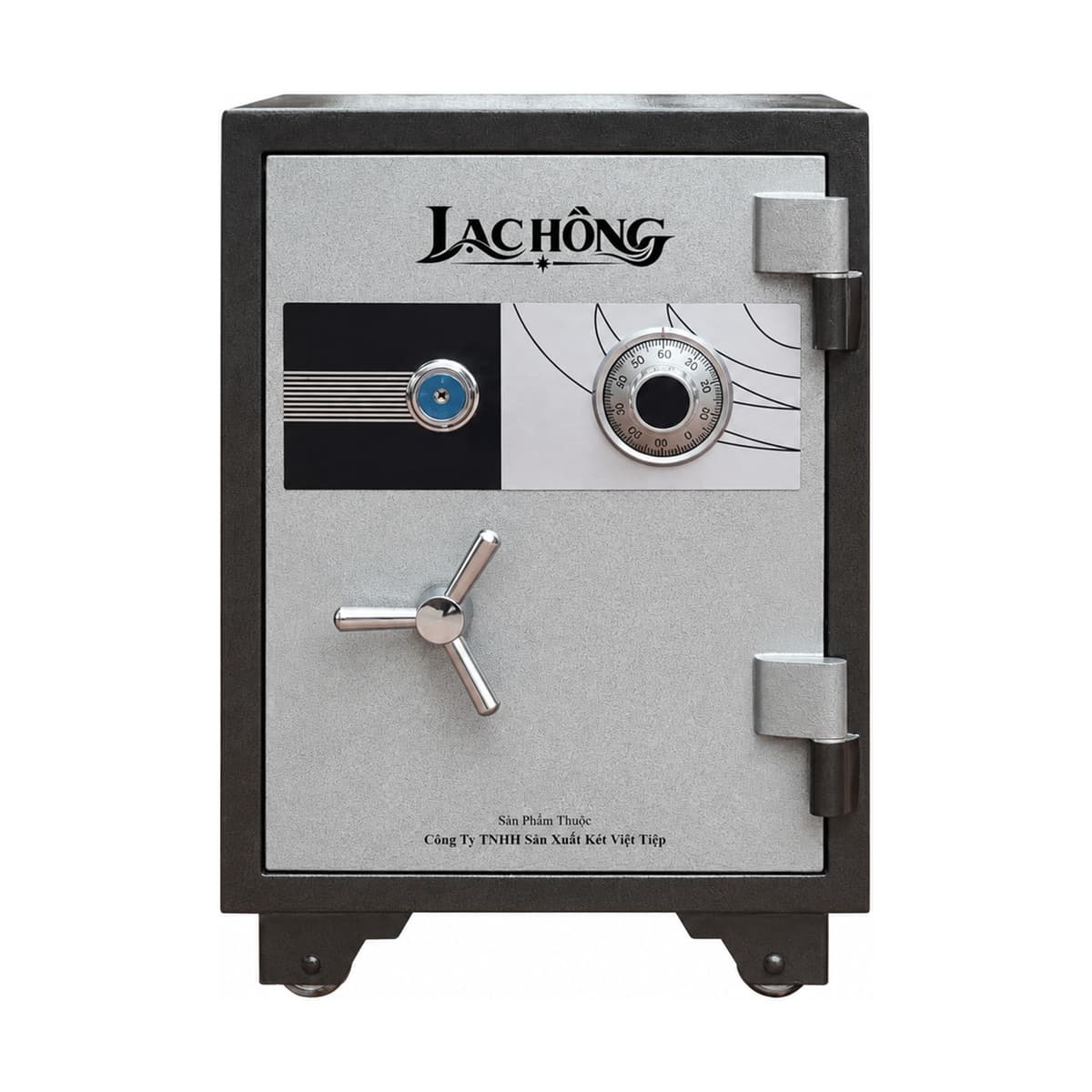 Két sắt Lạc Hồng SC600 A màu đen bạc, đóng cửa, mặt trước