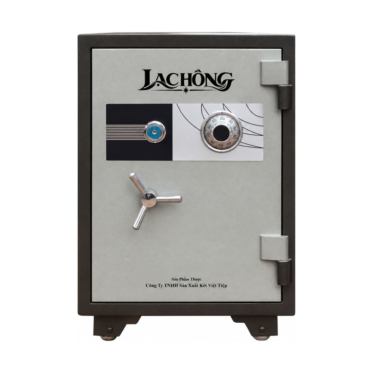 Két sắt Lạc Hồng SC660 A màu đen bạc, đóng cửa, mặt trước