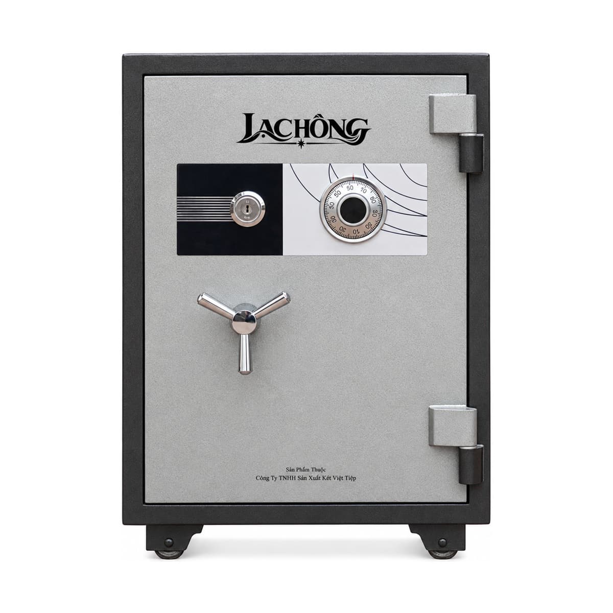 Két sắt Lạc Hồng SC720 A màu đen bạc, đóng cửa, mặt trước