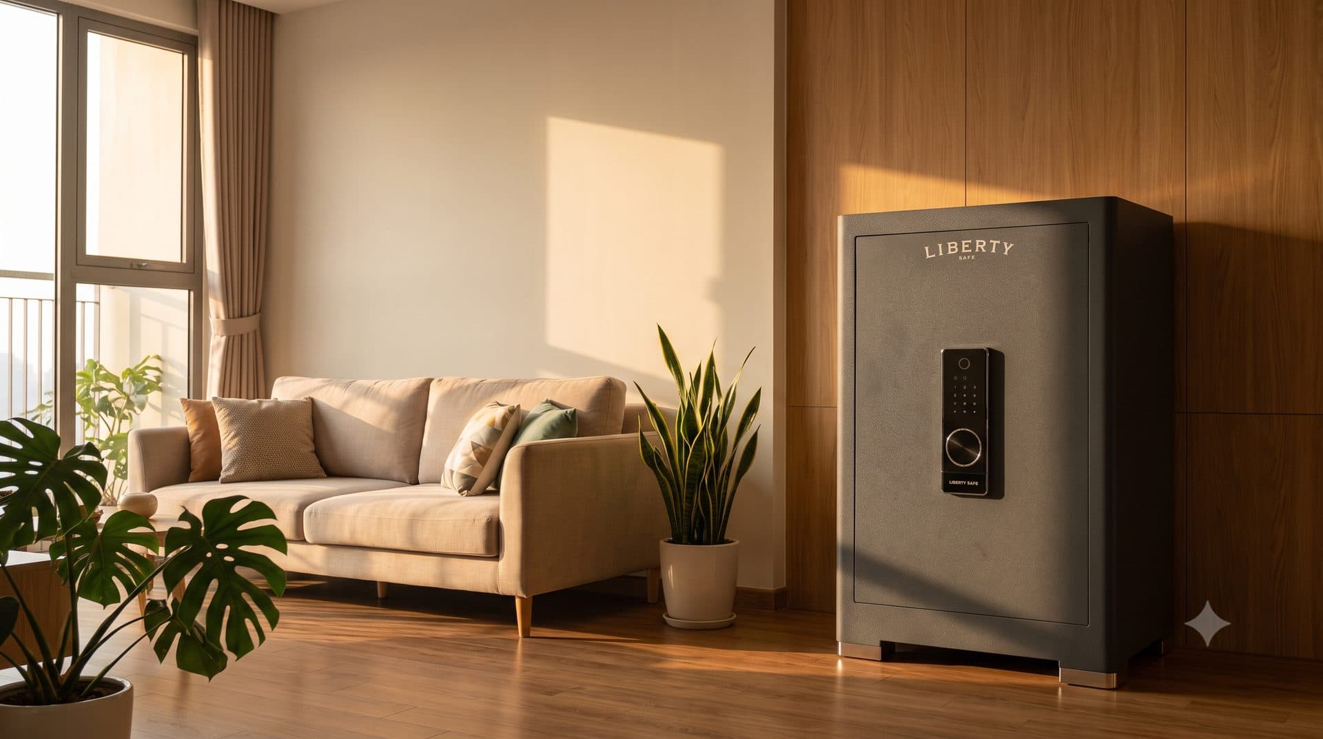 Két sắt Liberty LB79 Pro trong phòng khách (ảnh minh hoạ)