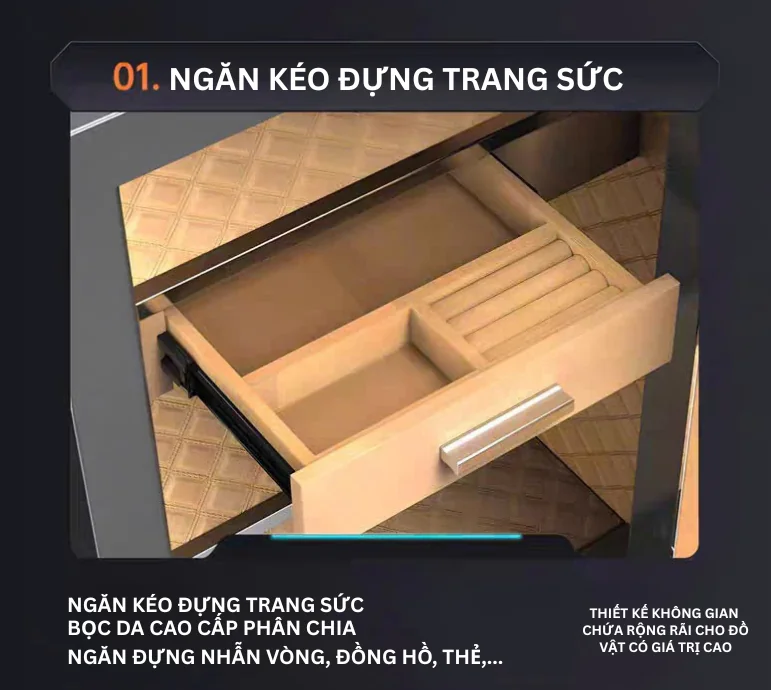 Minh họa khay ngăn kéo và các ô chia của dòng BOSHANG LY từ tài liệu Bofa