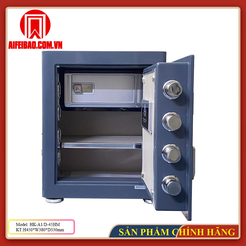 Két sắt Aifeibao HK-A1/D-45HM màu xanh xám mở cửa, ngăn nhỏ phía trên và đợt chia