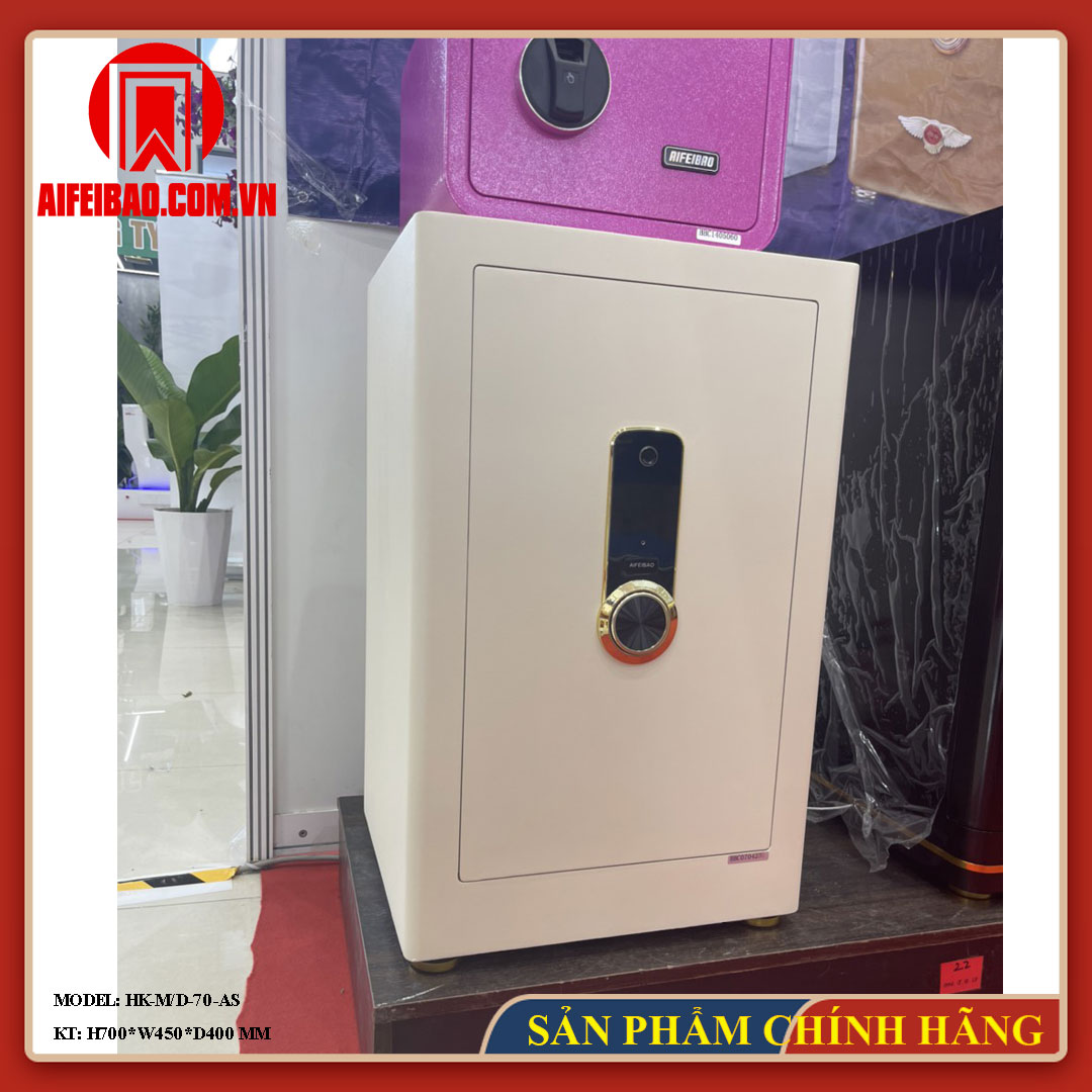 Két sắt Aifeibao HK-M/D-70-AS màu trắng nhìn từ góc trước bên trái