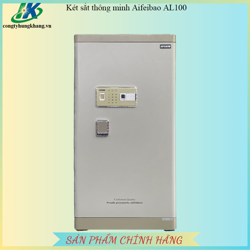 Mặt trước két sắt Aifeibao HK-M/D-100-AL màu ghi xám trong ảnh nhà phân phối