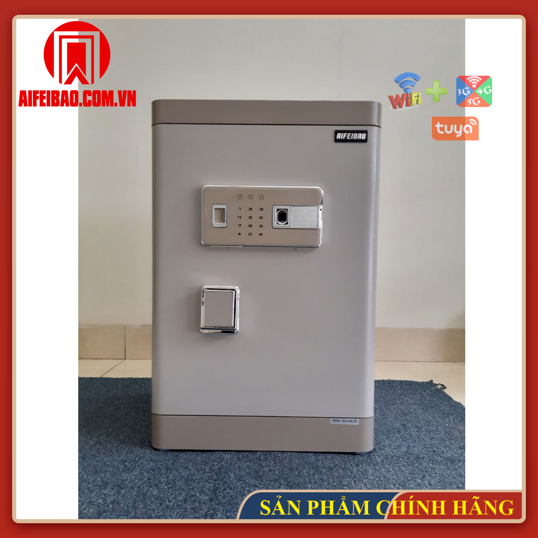 Mặt trước két sắt Aifeibao HK-M/D-60-AL tông xám be trong ảnh chụp thật của nguồn