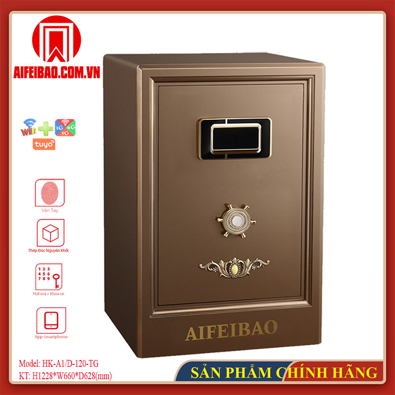 Góc trước két Aifeibao HK-A1/D-120-TG màu nâu đồng