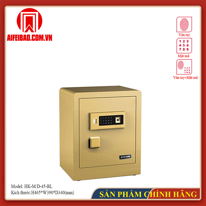 Góc trước két Aifeibao HK-M/D-45-BL màu vàng