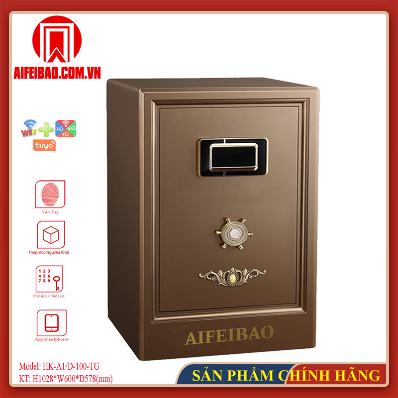 Góc trước két Aifeibao HK-A1/D-100-TG màu nâu đồng